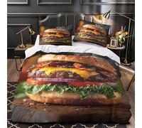 TBZXEEWOE Burger with Bacon Comforter Cover 3D Design Printed All Season 3 Piece Bedding Set Zipper Duvet Cover Ultra Soft Machine Washable for Kids Teens Adults Women Youth Single（135x200cm）