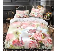 TBZXEEWOE Butterfly Garden Comforter Cover 3D Design Printed Super Soft 3 Piece Bedding Set Zipper Duvet Cover Ultra Soft Durable for Kids Adults Teens Women Girls Boys Youth Single（140x200cm）