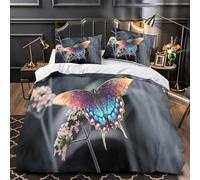 TBZXEEWOE Butterfly Perched Duvet Cover 3D Print Breathable 3 Pcs Bedding Set Hidden Zipper nature Garden Quilt Cover Luxury Washable for Teens Adults Kids Girls Boys Women Youth Double（200x200cm）