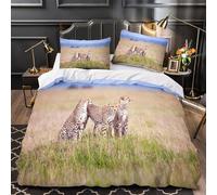 TBZXEEWOE Cheetahs-in-savanna Duvet Cover 3D Design Printed Extra Soft 3-Piece Bedding Set Zipper Quilt Cover Hotel Quality Durable for Adults Women Kids Youth Teens Girls Boys Single（135x200cm）