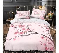 TBZXEEWOE Cherry_blossom Quilt Cover 3D Design Printed Super Soft 3 Pcs Bedding Set Zipper Comforter Cover Premium Anti-allergic for Kids Adults Women Teens Youth Boys Super king（260x220cm）