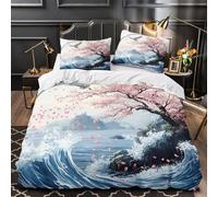 TBZXEEWOE Cherry Blossom Scene Comforter Cover 3D Design Printed Premium 3 Pcs Bedding Set Zipper Duvet Cover Super Soft Hypoallergenic for Kids Girls Boys Adults Women Teens Single（140x200cm）