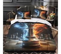 TBZXEEWOE Chess King Comforter Cover 3D Design Printed Durable 3 Piece Bedding Set Zipper fantasy Battle Duvet Cover Ultra Soft Machine Washable for Kids Teens Adults Women Youth Double（200x200cm）