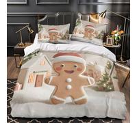 TBZXEEWOE Christmas Cookie Comforter Cover 3D Print Premium 3-Piece Bedding Set Hidden Zipper Quilt Cover Super Soft Hypoallergenic for Adults Kids Girls Boys Women Teens Super king（260x220cm）