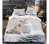 TBZXEEWOE Cute Cat Comforter Cover 3D Design Printed Durable 3 Pcs Bedding Set Zipper Digital Duvet Cover Luxury Washable for Kids Girls Boys Adults Women Teens Double（200x200cm）