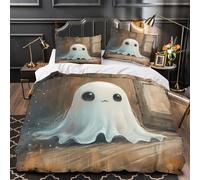 TBZXEEWOE Cute Ghost Cartoon Duvet Cover 3D Design Printed Machine Washable 3 Pieces Bedding Set Zipper Comforter Cover Hotel Quality Breathable for Adults Kids Women Teens Youth Double（200x200cm）