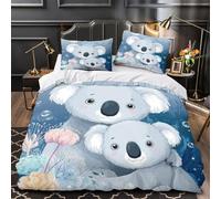 TBZXEEWOE Cute Koala Mom Comforter Cover 3D Print Premium 3PCs Bed Set Hidden Zipper Duvet Cover Ultra Soft Breathable for Teens Kids Girls Boys Women Adults Youth Super king（260x220cm）