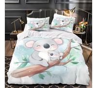 TBZXEEWOE Cute Koala Mom Duvet Cover 3D Design Printed Ultra Soft 3PCs Bedding Set Zipper Quilt Cover Breathable Wrinkle-Resistant for Teens Adults Kids Women Youth Boys Single（140x200cm）