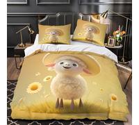 TBZXEEWOE Cute Lamb Cartoon Comforter Cover 3D Design Printed Super Soft 3 Piece Bedding Set Zipper Duvet Cover Ultra Soft Durable for Kids Adults Teens Women Girls Boys Youth Single（140x200cm）