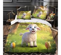 TBZXEEWOE Cute Lamb Cartoon Duvet Cover 3D Design Printed Machine Washable 3 Pieces Bedding Set Zipper Comforter Cover Hotel Quality Washable for Adults Kids Women Teens Youth Single（140x200cm）