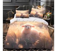 TBZXEEWOE Cute Lamb Duvet Cover 3D Design Printed Durable 3 Pieces Bed Set Zipper digital Comforter Cover Hotel Quality Breathable for Kids Adults Women Teens Youth Boys King（220x240cm）