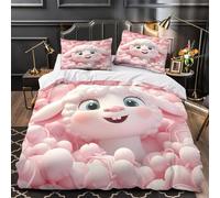 TBZXEEWOE Cute Lamb Quilt Cover 3D Design Printed Super Soft 3 Pcs Bedding Set Zipper cartoon Plush Comforter Cover Ultra Soft Washable for Kids Adults Women Teens Youth Boys Single（135x200cm）