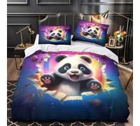 TBZXEEWOE Cute Panda Peeking Duvet Cover 3D Design Printed Anti-allergic 3 Pieces Bedding Set Zipper Comforter Cover Hotel Quality All Season for Adults Kids Women Teens Youth Super king（260x220cm）