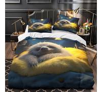 TBZXEEWOE Cute Sloth Sleeping Duvet Cover 3D Design Printed Luxury 3 Pieces Bedding Set Zipper Comforter Cover Premium Machine Washable for Teens Kids Adults Women Youth Boys Super king（260x220cm）