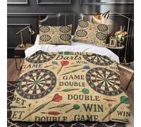 TBZXEEWOE Dartboard Game Comforter Cover 3D Design Printed Durable 3 Pcs Bedding Set Zipper vintage Retro Quilt Cover Luxury Breathable for Kids Girls Boys Adults Women Teens Super king（260x220cm）