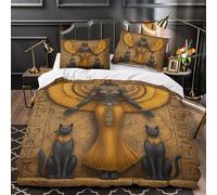 TBZXEEWOE Egyptian Goddess Duvet Cover 3D Print Durable 3 Pcs Bed Linen Hidden Zipper Ancient Comforter Cover Premium Breathable for Kids Adults Women Teens Youth Girls Double（200x200cm）