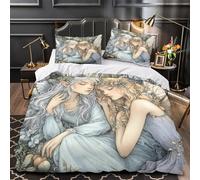 TBZXEEWOE Fairy Sisters Quilt Cover 3D Design Printed Easy Care 3-Piece Bedding Set Zipper Comforter Cover Hotel Quality Washable for Teens Adults Women Kids Girls Boys Super king（260x220cm）