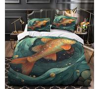 TBZXEEWOE Fish Artwork Duvet Cover 3D Design Printed Anti-allergic 3 Pieces Bedding Set Zipper Comforter Cover Hotel Quality All Season for Adults Kids Women Teens Youth Single（140x200cm）