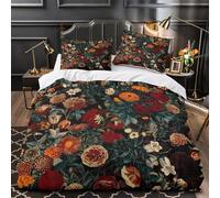 TBZXEEWOE FloralPattern Quilt Cover 3D Design Printed Hypoallergenic 3 Pcs Bedding Set Zipper Comforter Cover Super Soft Machine Washable for Kids Adults Women Teens Youth Double（200x200cm）