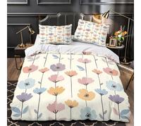 TBZXEEWOE FloralPattern Quilt Cover 3D Design Printed Luxurious 3 Pcs Bedding Set Zipper ScandinavianStyle Duvet Cover Super Soft Anti-allergic for Kids Adults Women Teens Youth Single（135x200cm）