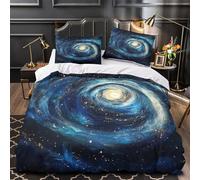 TBZXEEWOE Galaxy Spiral Quilt Cover 3D Design Printed Super Soft 3 Pcs Bedding Set Zipper Cosmic Comforter Cover Premium Anti-allergic for Kids Adults Women Teens Youth Boys Single（135x200cm）