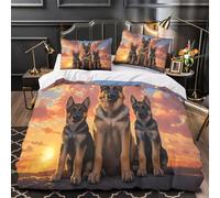 TBZXEEWOE German Shepherd Puppies Comforter Cover 3D Design Printed Durable 3 Pcs Bedding Set Zipper Digital Quilt Cover Luxury Breathable for Kids Girls Boys Adults Women Teens Single（135x200cm）