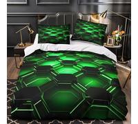 TBZXEEWOE Hexagon Lights Duvet Cover 3D Design Printed Anti-allergic 3 Pieces Bedding Set Zipper Comforter Cover Hotel Quality Breathable for Adults Kids Women Teens Youth Double（200x200cm）
