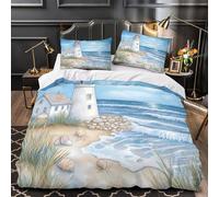 TBZXEEWOE Lighthouse Seaside Duvet Cover 3D Design Printed Anti-allergic 3 Pieces Bedding Set Zipper Comforter Cover Super Soft Breathable for Teens Kids Girls Boys Women Adults Single（135x200cm）