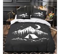 TBZXEEWOE MountainCampNight Duvet Cover 3D Design Printed Anti-allergic 3 Pieces Bedding Set Zipper Comforter Cover Super Soft Breathable for Teens Kids Girls Boys Women Adults Single（140x200cm）