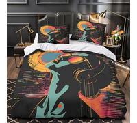 TBZXEEWOE Music Lover Comforter Cover 3D Design Printed Durable 3 Pcs Bedding Set Zipper vibrant Retro Duvet Cover Luxury Washable for Kids Girls Boys Adults Women Teens Super king（260x220cm）