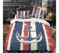 TBZXEEWOE Nautical Anchor Design Comforter Cover 3D Design Printed Durable 3 Pcs Bedding Set Zipper Duvet Cover Luxury Machine Washable for Kids Girls Boys Adults Women Teens Single（135x200cm）