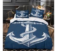 TBZXEEWOE Nautical Anchor Design Duvet Cover 3D Design Printed Machine Washable 3 Pieces Bedding Set Zipper Comforter Cover Hotel Quality Washable for Adults Kids Women Teens Youth King（220x240cm）