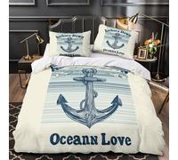 TBZXEEWOE Nautical Anchor Quilt Cover 3D Design Printed Wrinkle-Resistant 3-Piece Bedding Set Zipper Comforter Cover Luxury Machine Washable for Teens Adults Women Kids Girls Single（140x200cm）