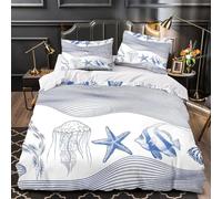 TBZXEEWOE Ocean Life Patterns Quilt Cover 3D Design Printed Hotel Quality 3-Piece Bedding Set Zipper Comforter Cover Premium Breathable for Teens Adults Kids Women Girls Boys Youth Single（135x200cm）