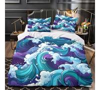 TBZXEEWOE OceanWaveArt Quilt Cover 3D Design Printed Super Soft 3 Pcs Bedding Set Zipper CartoonSeaStyle Comforter Cover Ultra Soft Hypoallergenic for Kids Adults Women Teens Youth Single（140x200cm）