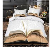 TBZXEEWOE Open Book Quilt Cover 3D Design Printed Luxurious 3 Pcs Bedding Set Zipper Classic Literature Duvet Cover Super Soft All Season for Kids Adults Women Teens Youth Girls Double（200x200cm）