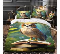 TBZXEEWOE Owl Wisdom Comforter Cover 3D Design Printed Super Soft 3 Piece Bedding Set Zipper Fantasy Book Duvet Cover Ultra Soft Durable for Kids Adults Teens Women Girls Boys Youth King（220x240cm）