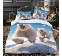 TBZXEEWOE Polar Bears Running Comforter Cover 3D Design Printed Breathable 3 Pcs Bedding Set Zipper Duvet Cover Super Soft Hypoallergenic for Kids Girls Boys Adults Women Teens Single（140x200cm）