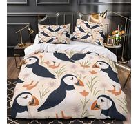 TBZXEEWOE Puffin Birds Comforter Cover 3D Design Printed Hotel Quality 3 Piece Bedding Set Zipper Duvet Cover Super Soft Breathable for Adults Kids Girls Boys Women Youth Super king（260x220cm）