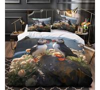 TBZXEEWOE Puffin Birds Quilt Cover 3D Design Printed Easy Care 3-Piece Bedding Set Zipper Comforter Cover Hotel Quality Anti-allergic for Teens Adults Women Kids Girls Boys Single（135x200cm）