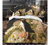 TBZXEEWOE Puffin Standing Duvet Cover 3D Design Printed Extra Soft 3 Pieces Bedding Set Zipper Quilt Cover Luxury Washable for Adults Kids Women Teens Youth Girls Boys Super king（260x220cm）
