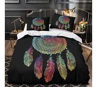 TBZXEEWOE Rainbow Dreamcatcher Quilt Cover 3D Print Super Soft 3 Pcs Bedding Set Hidden Zipper Comforter Cover Ultra Soft Wrinkle-Resistant for Teens Adults Women Kids Girls Boys Single（135x200cm）