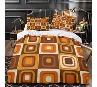 TBZXEEWOE Retro Square Pattern Duvet Cover 3D Print Durable 3 Pcs Bed Linen Hidden Zipper Quilt Cover Premium Breathable for Kids Adults Women Teens Youth Girls Boys Super king（260x220cm）