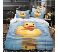 TBZXEEWOE Rubber Duck Floating Comforter Cover 3D Print Hotel Quality 3-Piece Bed Set Hidden Zipper Quilt Cover Extra Soft All Season for Adults Women Kids Girls Boys Teens Super king（260x220cm）