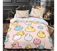TBZXEEWOE Rubber Duck Pattern Comforter Cover 3D Print Wrinkle-Resistant 3PCs Bed Linen Hidden Zipper Duvet Cover Extra Soft All Season for Teens Youth Adults Women Kids Boys Super king（260x220cm）