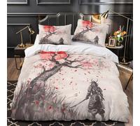 TBZXEEWOE Samurai Warrior Comforter Cover 3D Design Printed All Season 3 Piece Bedding Set Zipper Duvet Cover Luxury Breathable for Kids Teens Adults Women Youth Teenagers King（220x240cm）