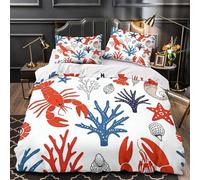 TBZXEEWOE Sea Life Pattern Duvet Cover 3D Design Printed Extra Soft 3-Piece Bedding Set Zipper Quilt Cover Hotel Quality Durable for Adults Women Kids Youth Teens Girls Boys Single（135x200cm）