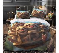 TBZXEEWOE Sloths in Swing Quilt Cover 3D Design Printed Super Soft 3 Pcs Bedding Set Zipper Cartoon Fun Duvet Cover Ultra Soft Durable for Kids Adults Women Teens Youth Boys Super king（260x220cm）