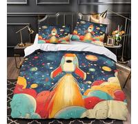 TBZXEEWOE Space Rocket Launch Comforter Cover 3D Print Luxurious 3 Piece Bedding Set Hidden Zipper Quilt Cover Ultra Soft Hypoallergenic for Children Girls Boys Adults Women Teens Single（135x200cm）