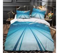 TBZXEEWOE Swimming Pool Lane Quilt Cover 3D Design Printed Wrinkle-Resistant 3 Piece Bed Linen Zipper Duvet Cover Luxurious Anti-allergic for Adults Women Kids Youth Teens Girls King（220x240cm）